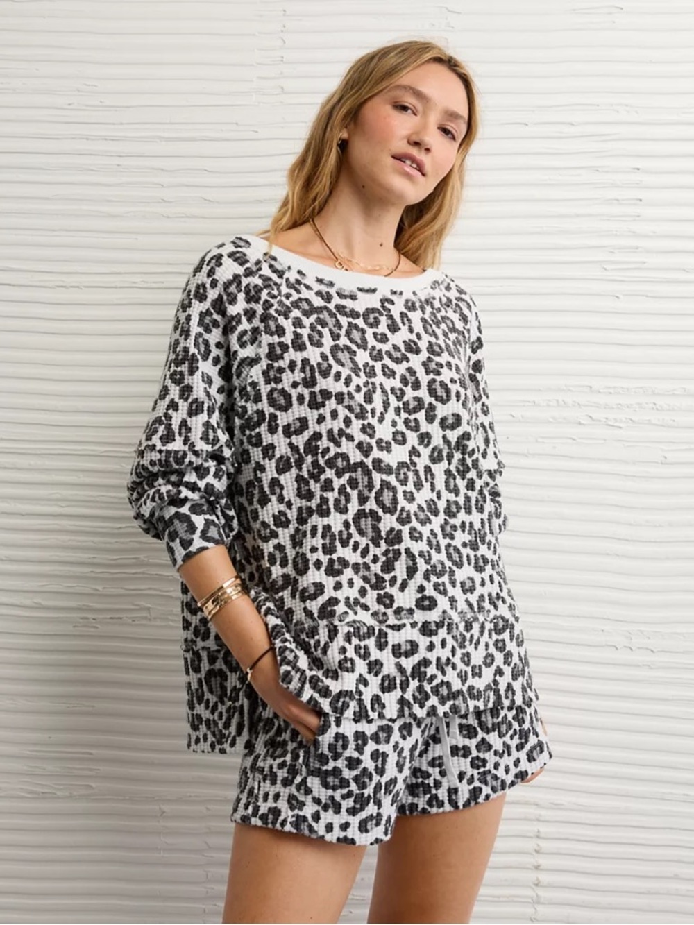 Aerie Big Hug Off the Shoulder Waffle Sweatshirt